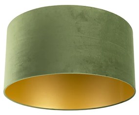 Paralume in velluto verde 50/50/25 con interno dorato