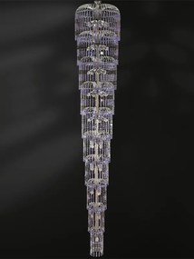 Lampadario 50 luci  cromo e cristallo- 535/50 - Royal Crystal - Arredoluce Oro 24 kt
