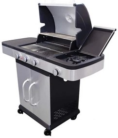 PIROS - barbecue a gas 3 fuochi + 1 esterno in acciaio inox