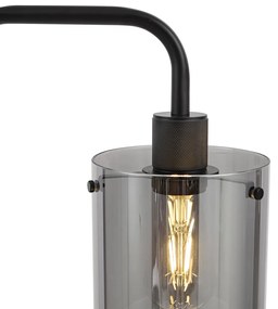Lampada da terra di design nera con vetro fumé - Domo