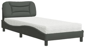 Letto con materasso grigio scuro 80x200 cm in tessuto