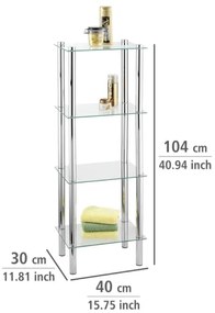WENKO 15853100 - Scaffale YAGO 40x104 cm acciaio inox/argento/trasparente
