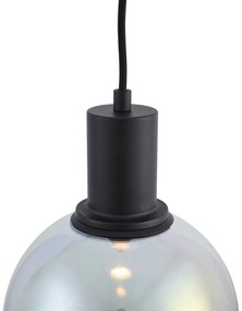 Lampada a sospensione di design nera con vetro arcobaleno rettangolare a 3 luci - Mallon