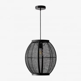 Lampada da soffitto in lino Ziyec Nero & Ø35 cm - Sklum