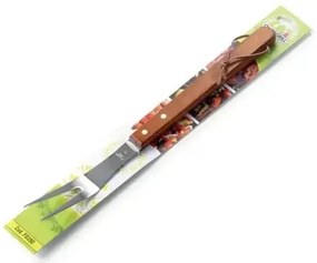 Forchettone in Acciaio Inox con Manico in Legno, Lunghezza 39 cm