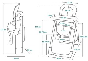 Lionelo - Sedia da pranzo per bambini LINN PLUS bianco/grigio