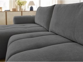 Divano angolare grigio scuro allungabile e con contenitore (penisola a sinistra/chaise lounge) Fuji – Bobochic Paris