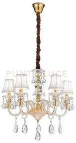 Lampadario monet oro 5 luci attacco e14 63x120cm in vetro e cristal...