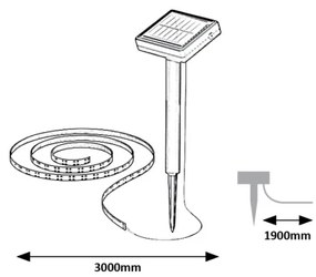 Rabalux 77016 - LED Solare striscia ANSOO LED/0,26W/3,2V 4,9m IP44