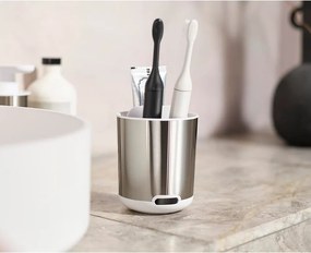 Portaspazzolino argentato in acciaio inox Duo Steel – Joseph Joseph