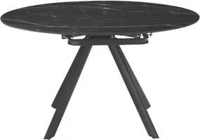 Tavolo in pietra effetto marmo Nero ROUND con piano girevole D135 cm