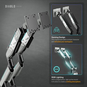 Supporto Doppio per Monitor da 49 Pollici Grigio e Nero RGB X-Arm Dual