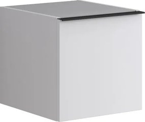 Base laterale Pixel con anta Plain laccato opaco bianco e maniglia alluminio nero opaco L.40 H.40 P.45,5 cm.