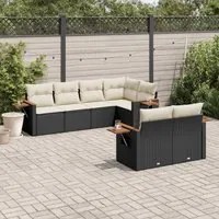 Set Divani da Giardino con Cuscini 7pz Nero Polyrattan 3226980