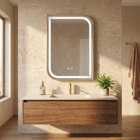 Specchio LED ZONE con cornice oro spazzolato – 80x60 cm