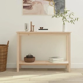 Tavolo Consolle 110x40x80 Cm İn Legno Massello Di Pino /