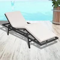 Lettino Prendisole con Cuscino in Polyrattan Nero 43108