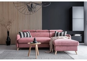 Divano letto angolare in velluto rosa chiaro (angolo destro) Sweet Harmony - Miuform