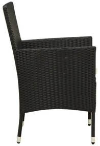 Set Mobili da Giardino 7 pz con Cuscini in Polyrattan Nero