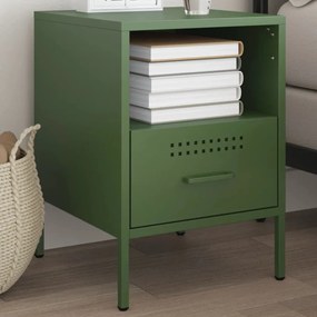 Comodino Verde Oliva 36x39x50,5 Cm İn Acciaio /