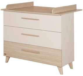 Cassettiera per bambini color crema/di colore naturale con effetto rovere con fasciatoio 110x98x75 cm Sidney – Roba
