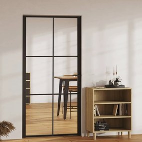 Porta Da Interno Esg Vetro E Alluminio 102,5x201,5 Cm Nera /
