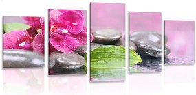 Quadri 5 pezzi – Orchidea con tocco di relax