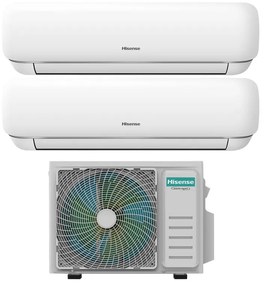 Condizionatore a muro multisplit inverter HISENSE Dual Mini Apple Pro 9 + 12 14000 BTU classe raffreddamento A++, classe di riscaldamento A+, bianco