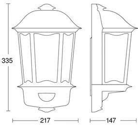 Steinel 644413 - Lampada da parete con sensore per esterno L 190 S 1xE27/100W/230V