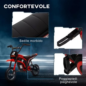 Moto Elettrica per Bambini con Acceleratore Manuale 2 Velocità 8-16km/h Rosso...