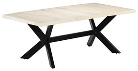 Tavolo Da Pranzo Bianco 200x100x75 Cm Legno Massello Di Mango /
