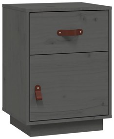 Comodini grigi 2 pz 40x34x55 cm in legno massello di pino