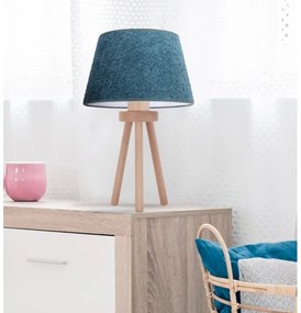 Duolla - Lampada da tavolo BOUCLE 1xE27/15W/230V diametro 28 cm turchese/legno