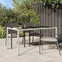 Tavolo Giardino 150x90x75cm Vetro Temperato Polyrattan Bianco 316709