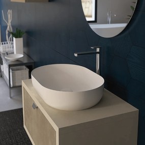 Lavabo D'Appoggio 60x41 Cm Ercos "Musa" Bianco Opaco