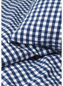 Biancheria da letto in crêpe bianca e blu scuro per letto singolo 140x200 cm Bæk&amp;Bølge - JUNA