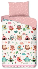 Set copripiumino e federa da bambini rosa in cotone per letto singolo 140x200 cm Wise – Good Morning