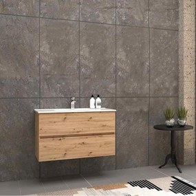 Mobile bagno moderno sospeso rovere nodato 90 cm