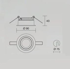 Faretto isyluce simplie orientabile da incasso alluminio nero attacco gu10