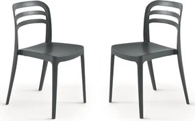 Sedia da giardino in polipropilene impilabile - DJANGO ANTRACITE 2 pezzi