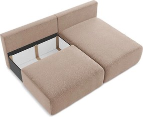 Divano angolare marrone chiaro allungabile/con contenitore (con penisola a destra) Kalena – Makamii