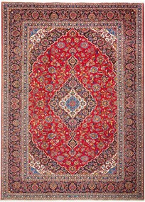 Kashan Tappeto 330x240 Blu (Iran) Annodato A Mano