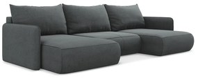 Divano angolare grigio allungabile/con contenitore Nanea – Makamii