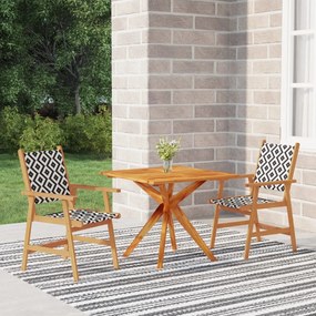 Set mobili da pranzo per giardino 3 pz legno massello di acacia