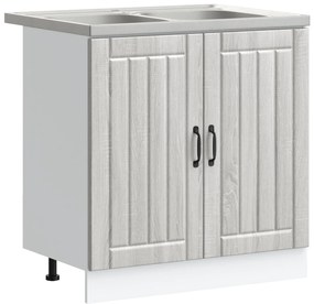 Armadio da cucina  'lucca' con doppi lavandini grigio sonoma in legno ingegnerizzato