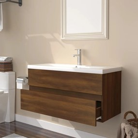 Mobile bagno lavabo integrato rovere marrone legno multistrato