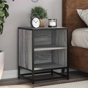 Comodini 2pz Grigio Sonoma 40x31x50cm Legno Multistrato Metallo /