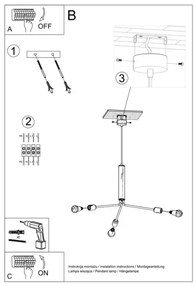 Lampadario a sospensione con filo DUOMO 3D 3xE27/60W/230V nero