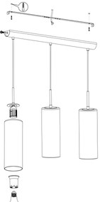 Eglo 98697 - Lampadario a sospensione con filo SELVINO 3xE27/15W/230V