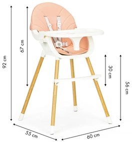 Seggiolino per bambini rosa 2in1